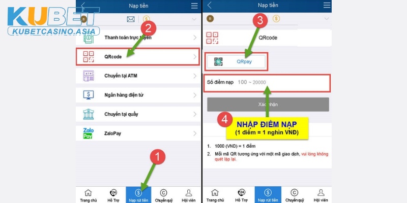 Các bước nạp tiền qua QRcode chi tiết Các bước nạp tiền qua QRcode chi tiết